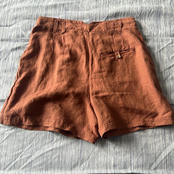 FREE PEOPLE Calla Linen Trouser Short Spiced Pecan Size 6 New with Tag - Picture 7 of 8